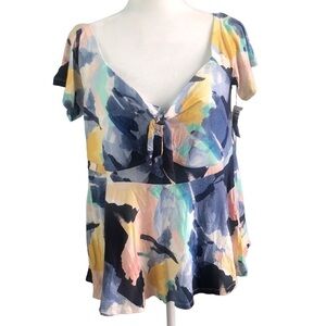 Torrid Babydoll Off Shoulder Super Soft Brushstroke Top Size 2X NWT
